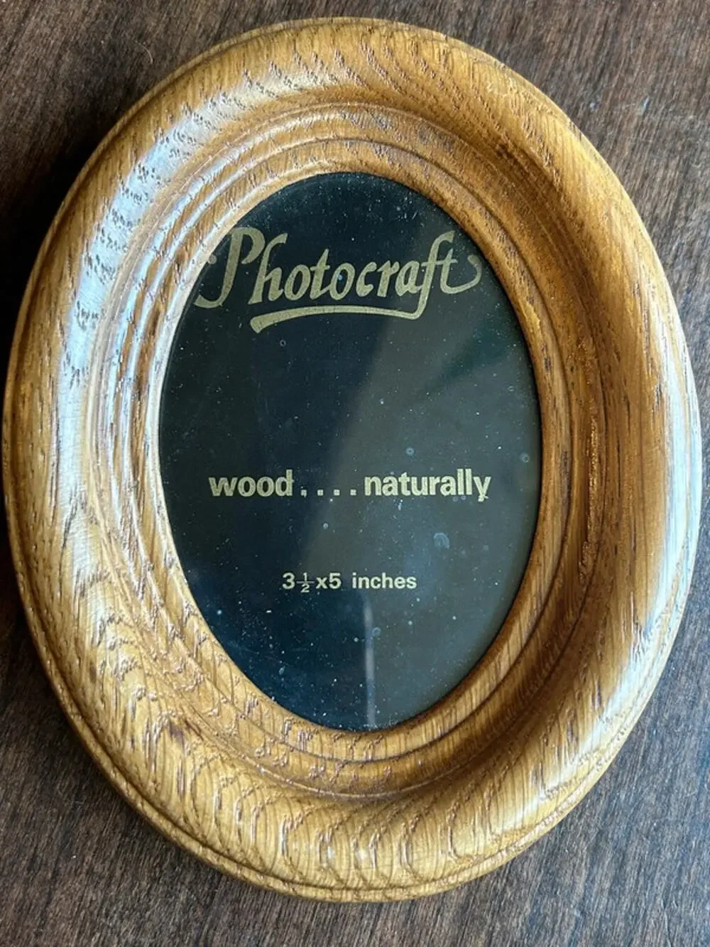 vintage Photocraft natural wood oval picture frame 3.5